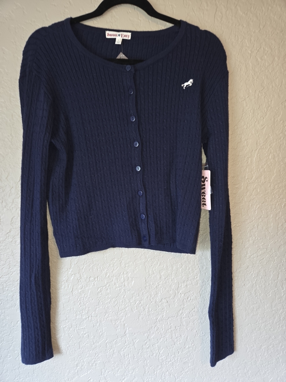 Sweet ❤️ Envy Navy Cable Knit Button Cardigan